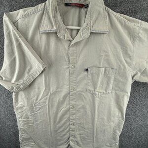 Quiksilver Medium Short Sleeve Gray Surf Pocket Solid Mens Shirt Woven Surf